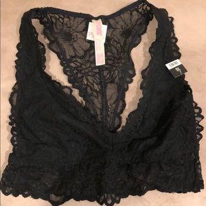 Pink high neck lace bralette‎